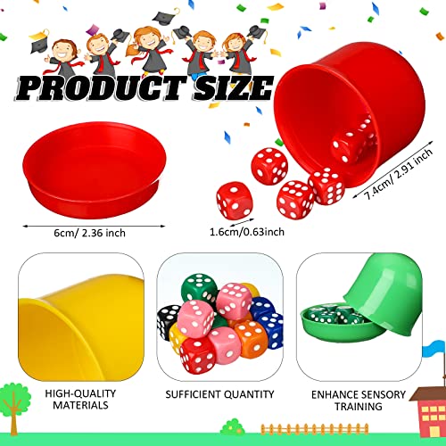Lenwen 80 Pcs 6 Sided Dice Set And 8 Pcs Dice Cup With Lid And Tray, 16Mm Colored Dice Games For Adults Kids, Bulk Dice Stacking Set With Cup, Plastic Dice Shaker Cups For Board Games Math Classroom #TOP1