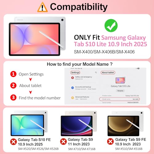 Image of MoKo Case for Samsung Galaxy Tab S10 Lite 10.9 Inch 2025 [SM-X400 /SM-X406B] with S Pen Holder, Slim Light Trifold Protective Cover with Hard PC Translucent Back Shell, Auto Wake /Sleep, Flowers Pink
