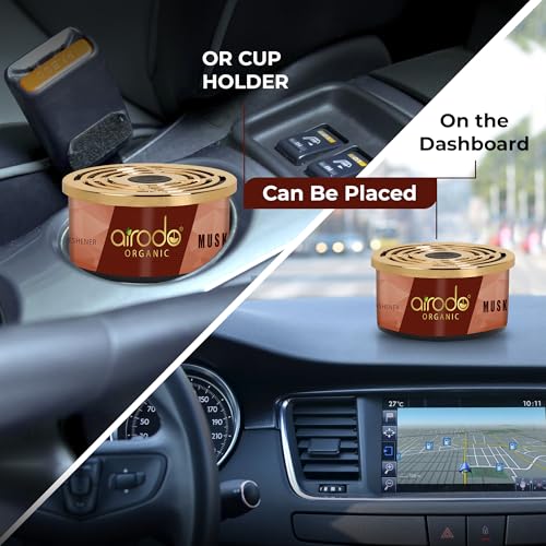 Image of Airodo One Musk Organic Car Perfume, Strong Fiber Air Freshener to Freshen'up Your Car - Car Accessories interior car perfumes and fresheners (50g with 2 Refill)