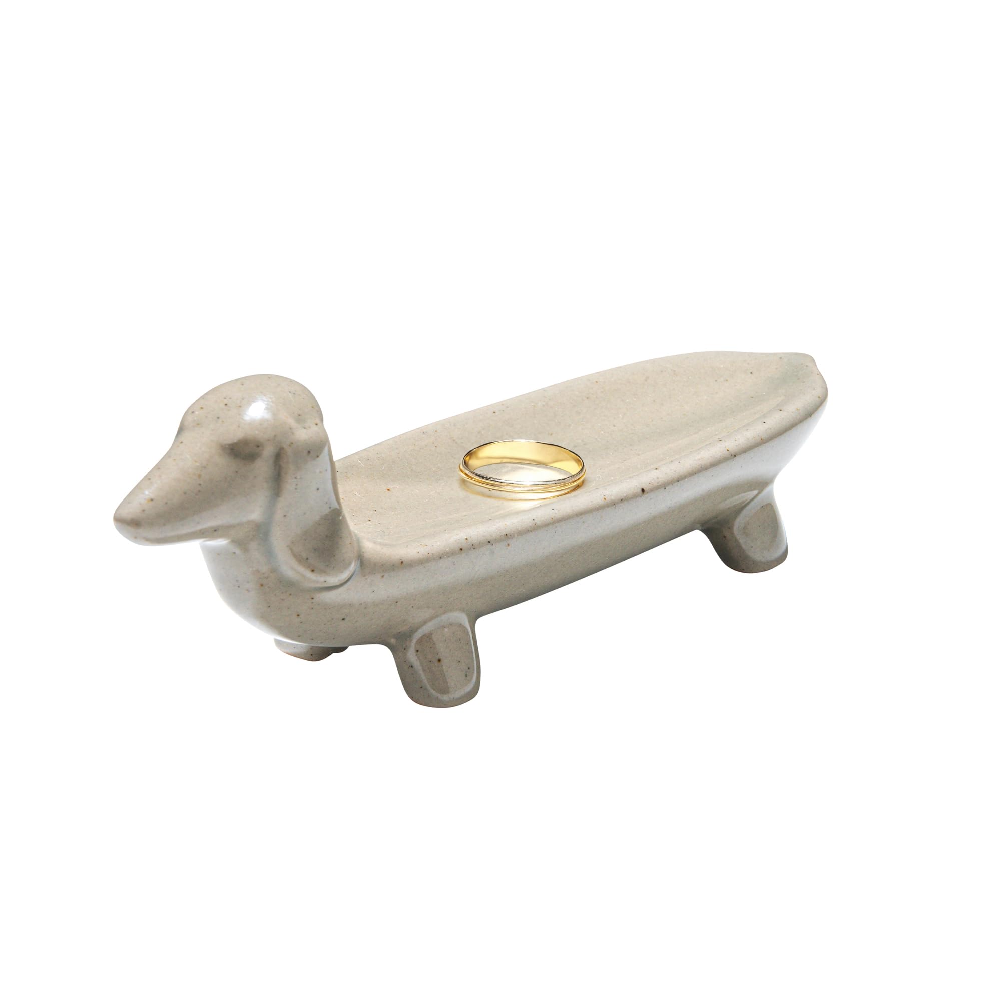 Creative Co-op Grey Ceramic Dog Dish
