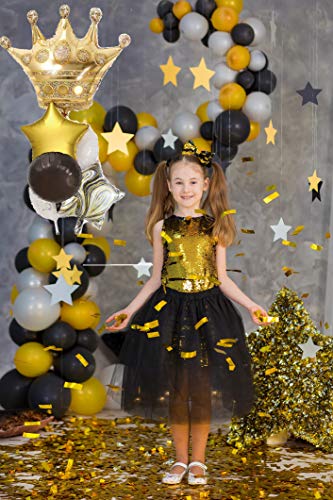 Image of Black And Gold Large Crown Balloons Foil Helium Mylar Balloons Set For Baby Shower Birthday Bachelorette Party Decorations Wedding Anniversary Graduation Backdrop Party Supplies
