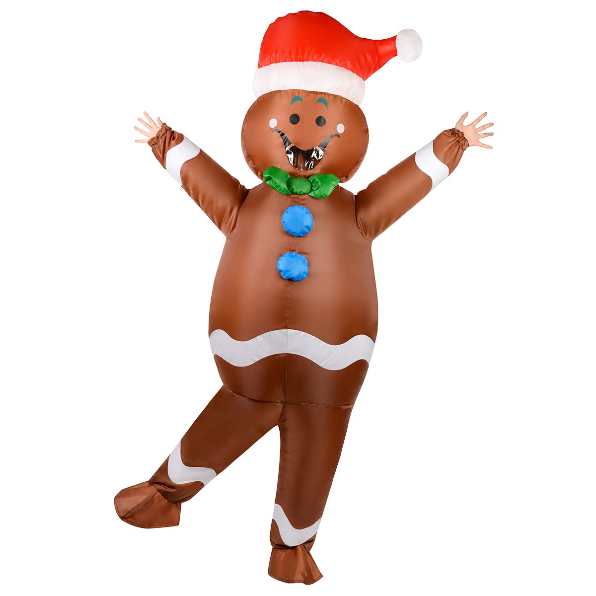 LuxannaChristmas Halloween Inflatable Gingerbread Man Costumes Full Body Jumpsuit Blow up Chub Unisex Adult (Gingerbread Man), Brown