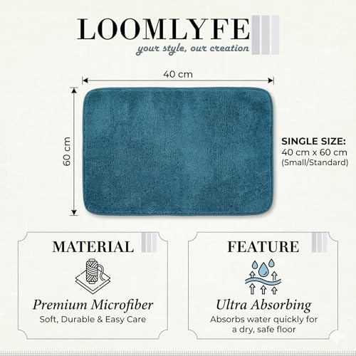 Image of LOOMLYFE Super Soft (40x60 cm) Microfibre 2000 GSM Bath Mat Super Absorbent Anti-Skid Door Mats for Home /Bathroom Mat /Bedroom /Kitchen /Floor Mat Pack of 1 - HiBye