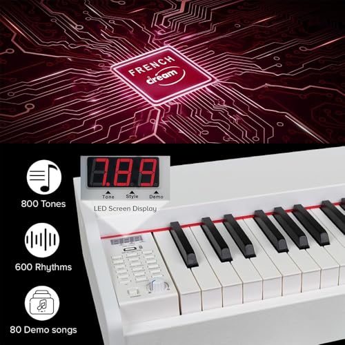 Image of Kadence DP01WWH GEN25 Digital Piano | 88 Weighted Progressive Hammer Keys | Portable with Wooden Stand, Triple Pedal, MIDI | French Dream Chip | 2025 Edition | White