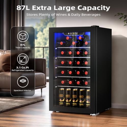 Image of Antarctic Star Wine Cooler Freestanding Wine Cellar 3.1 Cu.Ft Black
