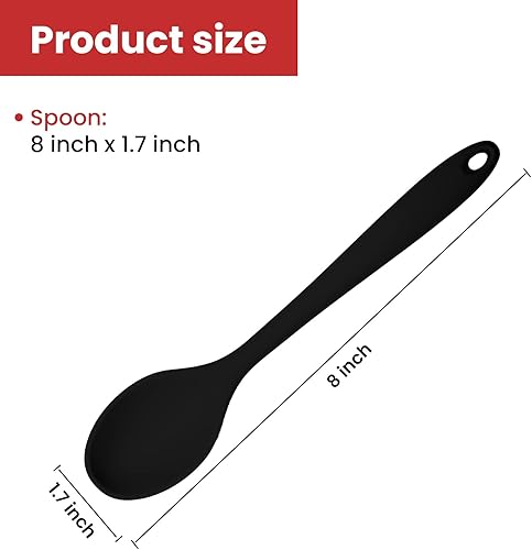 Miniatura 2 de Cuchara mezcladora de silicona Cuchara de cocina antiadherente para cocinar resistente al calor (negro)