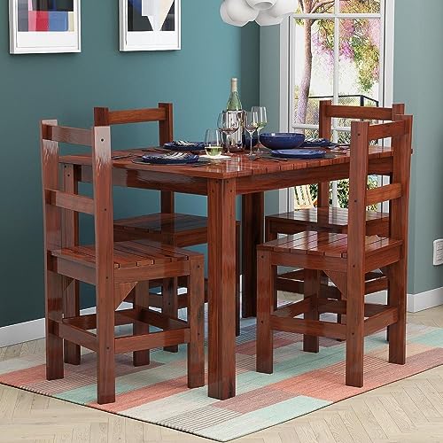 Conjunto Mesa com 4 Cadeiras Madeira Maciça Lanes Móveis