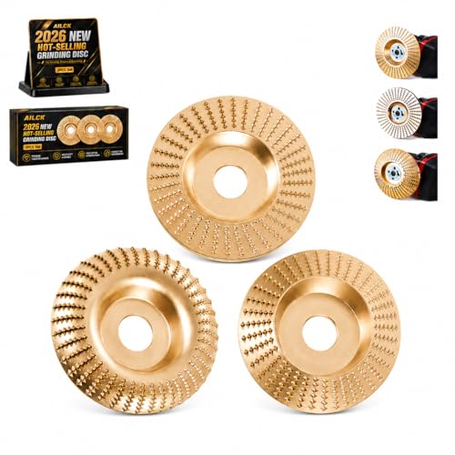 Image of Tungsten Carbide Wood Cutting Wheel Carving Disc Shaping Attachments Set for Shaping Sanding Grinding Blades Heavy Duty Angle Grinder Polishing Pad for 4 inch & 4-1 /2 inch Woodworking (Mix Type*3)