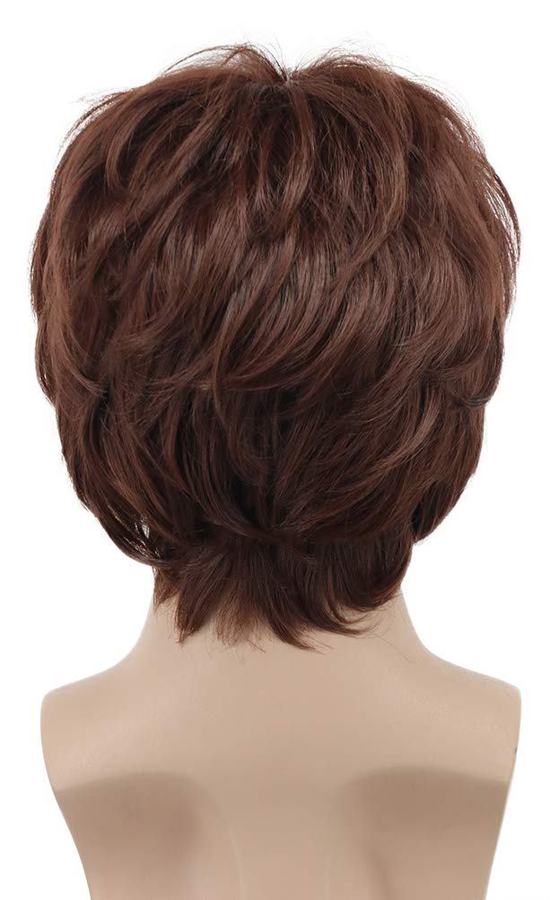 Karlery Adult Men Short Straight Brown Disco Wig California 70s 80s Rocker Moustache Wig Halloween Costume Cosplay Anime Wig - Image 4