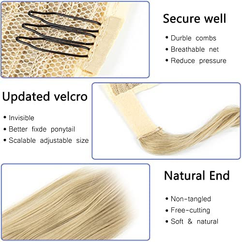 Miniatura 5 de OMGREAT Extensiones de cabello largo de 24 pulgadas, cola de caballo lacio con cordón, extensiones de cabello largo envolvente para mujer (mezcla de