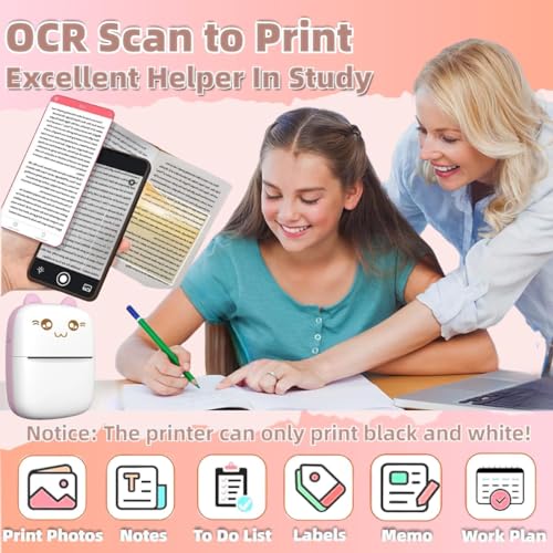 NAKY Mini Bluetooth Thermal Printer, Portable Label Printer Inkfree Printer for Android & iOS System, Black on White Thermal Printer Stickers. - Image 2