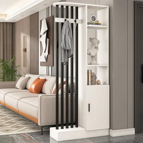 Biombo divisor de habitación de madera, moderna división de privacidad independiente con estante de almacenamiento, ideal para casa de té y hotel, diseño de piso a techo