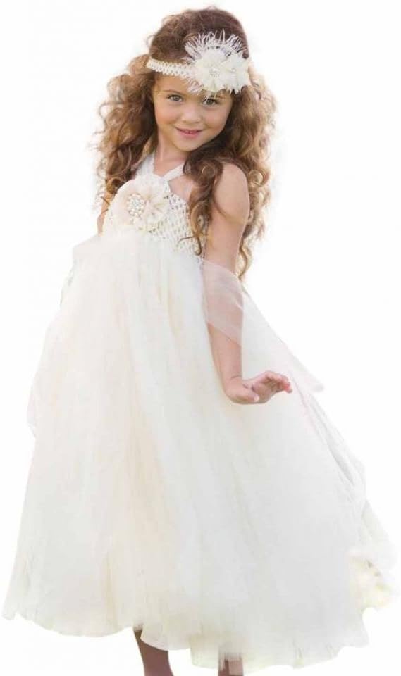 Little Girls' Vintage Tutu Flower Dress 7/8 IVORY