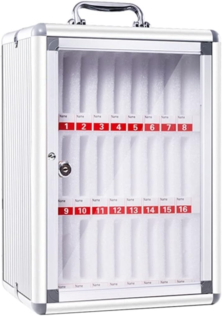 Management Storage Box Mobile Phone Cabinet Storage Safe Deposit Box Student Staff Transparent Wall-Mounted Storage Box with Lock,Silver-24