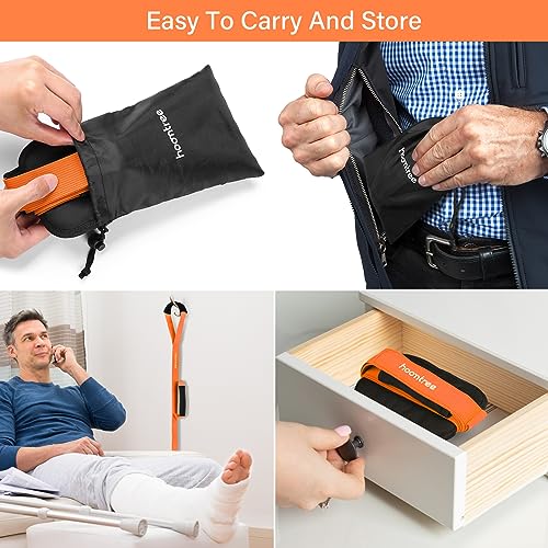 39'' Long Leg Lifter, Rigid Strap for Knee & Hip Replacement Recovery, Orange Aluminum & Nylon, Helps Independent Movement in Bed, Bath, Vehicle & Wheelchair
