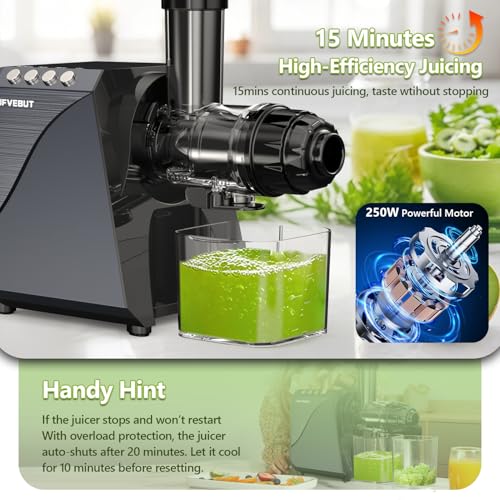 Image of Masticating Fruit Vegetable Juicer Machine, 2-In-1 Electric Juicer Grinder 18 Adjustable Settings for Coffee Bean Nut, 250W Quiet Juicing Machine Cold Press Extractor BPA Free Easy To Clean & Assemble