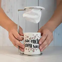 Caneca de Porcelana com Coador Coffee Time – Filtro Individual para Café Fresco