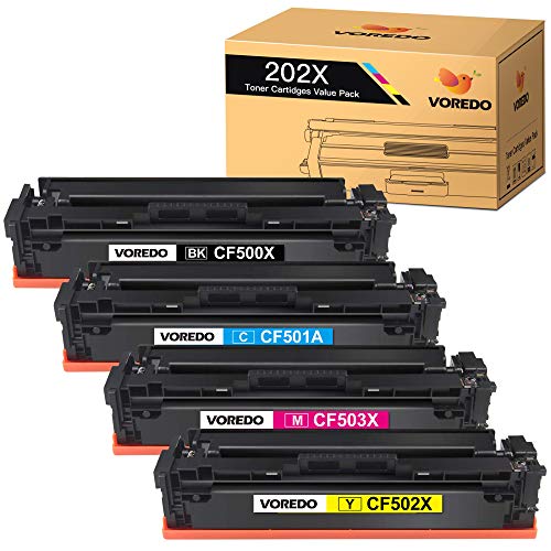Best Deal VOREDO Compatible Toner Cartridge Replacement for HP 202X 202A High Yield use for HP Color for Pro MFP M281fdw M281cdw M281fdn M254dw M254nw M254dn, 4-Pack (Black, Cyan, Magenta, Yellow)