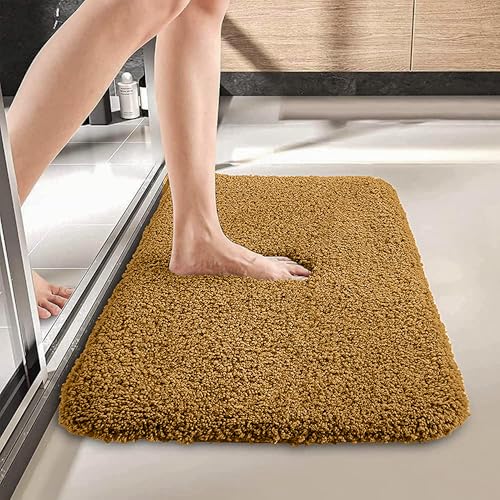 enera Microfibre Bath Mat | Soft & Absorbent 1810 GSM | Non-Slip Latex Backing | Quick Dry, Washable Multipurpose Floor Mat for Bathroom, Bedroom, Kitchen & Home (Stella 40 x 60 cm) (Canyon Brown)