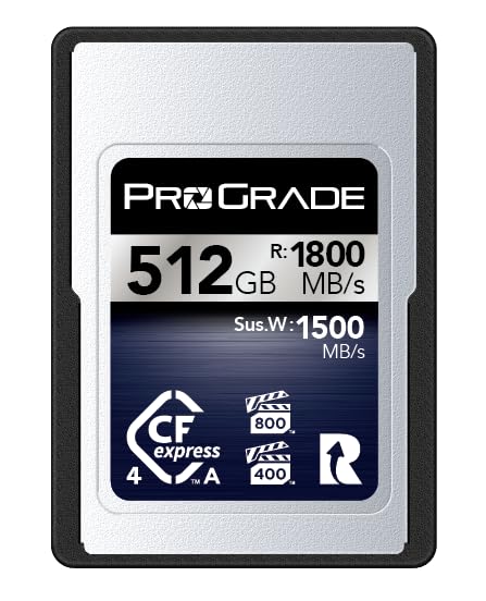 prograde digital cfexpress™ 4.0 type a memory card (512gb) iridium dual vpg | read speed up to 1800mb/s and write speed up to 1700mb/s for raw photo bursts and high-resolution video recording