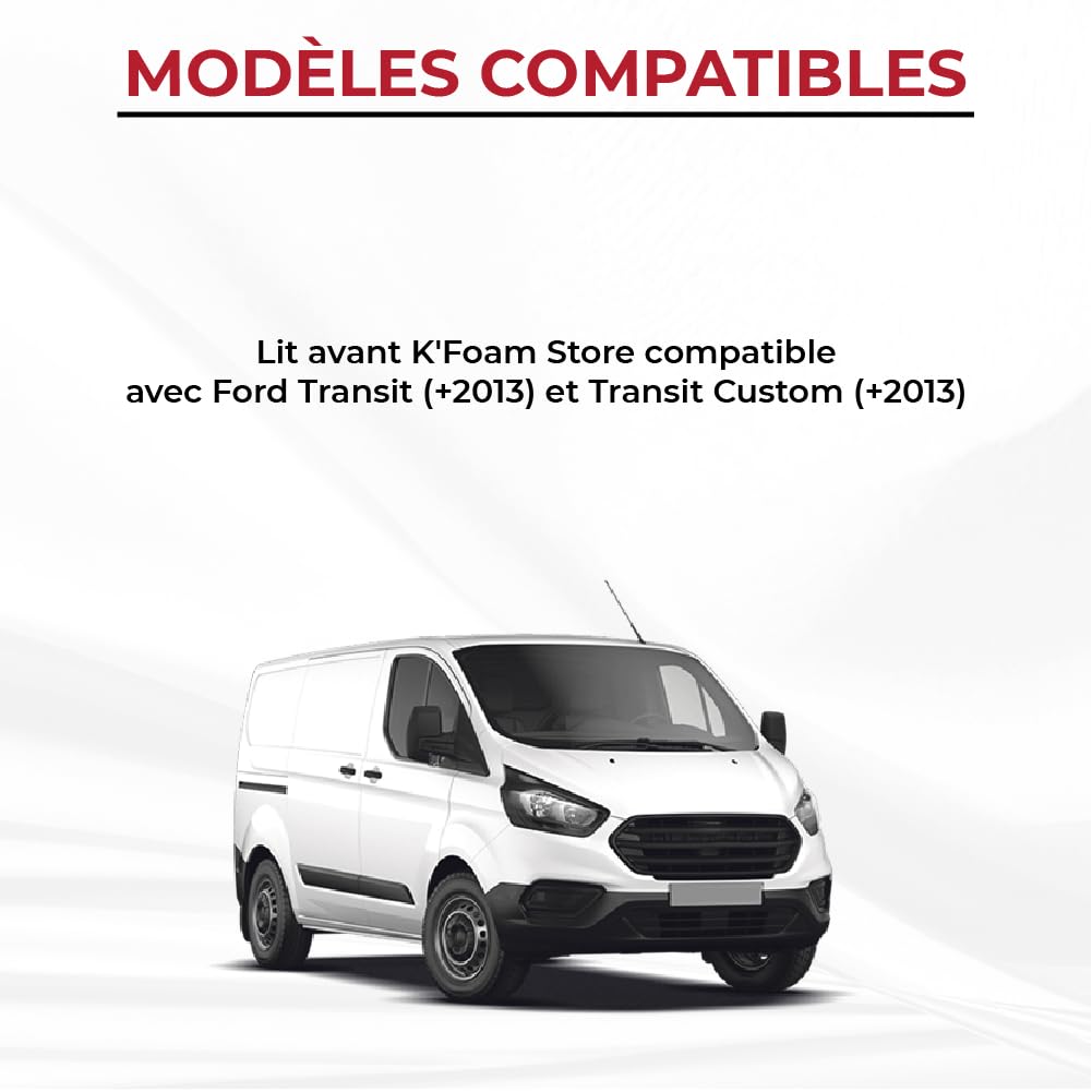 kfoam.es - Matelas pliable gris pour banquette avant de Ford Transit (+2013)