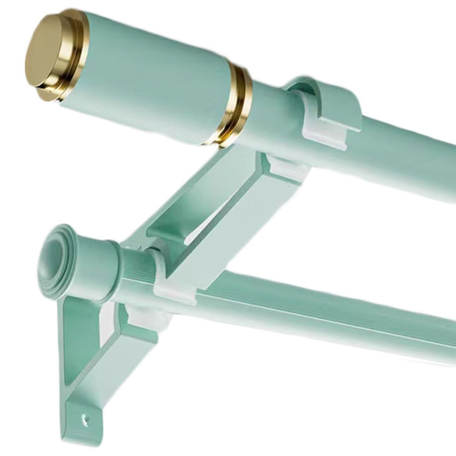 GLDYTVF Heavy Duty Modern Curtain Rods - Thickened Aluminum Alloy Drapery Pole with Decorative End Caps 1.4m Cylindrical Roman Curtain Rod Stylish Green Finish