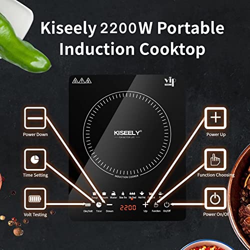 Portable Induction Cooktop, Countertop Burner With Multi-Function, 2200W Electric Stove With Easy Clean Glass, 8 Modes Sensor Touch Cooker #TOP2