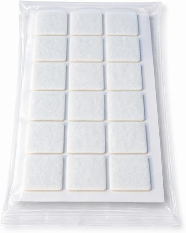 Yapışkanlı Keçe Ped, 30mm x 30mm, 21 Parça, Kare, Beyaz, Sandalye Koltuk Ayağı için, Parke Zemin Koruma, Çizilme ve Gürültü Önleyici