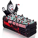 40 Inch Halloween Party Decorations Inflatable Cooler, 100+ Cans Halloween Party Supplies Large Capacity Scary Coffin Ghost Ice Bucket for Drink Beverage Holder, Halloween Decor for Outdoor Indoor