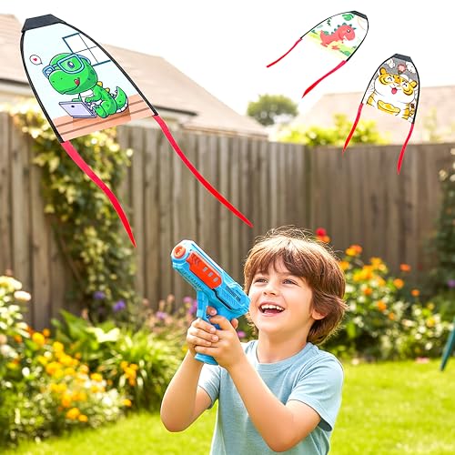 Image of VGRASSP Catapult Kite Gun Toy for Kids - Launcher Shooter with 1 Flying Kite - Outdoor Sports Flying Toy Gift for Boys & Girls - Color and Design As Per Stock