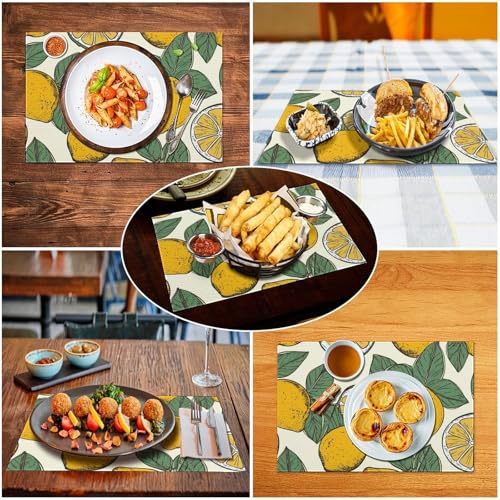 Sets de table antidérapants en vinyle citron pour protéger la table des taches