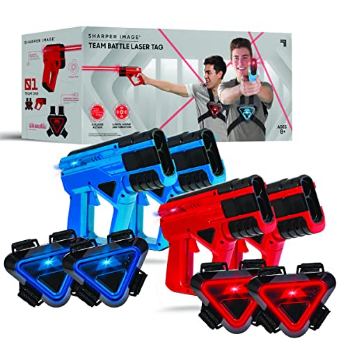 Sharper Image Electronic Infrared Tag Set, 4-Pack with Armor Vests, Safe for Kids & Adults, Indoor & Outdoor Battle Game, Multiplayer Team Mode, Fun Party Activity, Cool Toy Gift, Ages 8+