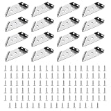 Soporte Triangular de Acero Inoxidable，16 Piezas Cantoneras Metálicas con 112 Tornillos，Alta Resistencia y Durabilidad para Reforzar y Conectar Estanterías, Mesas y Muebles de Madera