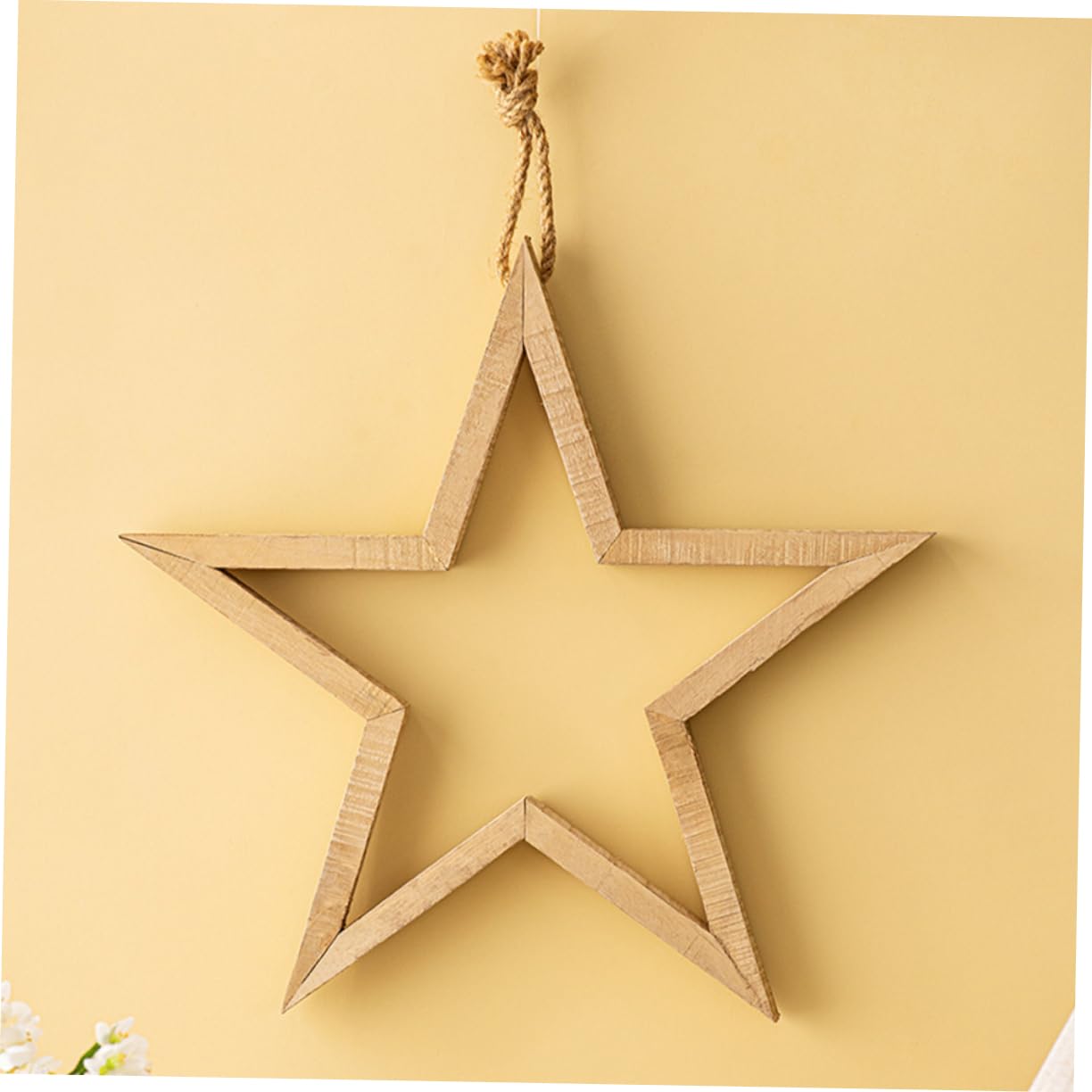 Decorazione da Parete Stella a 5 Punte in Legno Rustico, Laccetto, per Casa e Studio, Stile Semplice