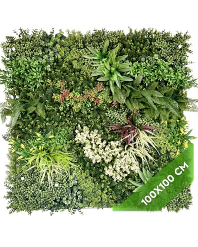 JELLE & JACOB Parete artificiale per piante estive, 100 x 100 cm, decorazione da parete per interni ed esterni, resistente ai raggi UV, facile da pulire e durevole, giardino verticale per un'atmosfera JELLE & JACOB Parete artificiale per piante estive, 100 x 100 cm, decorazione da parete per interni ed esterni, resistente ai raggi UV, facile da pulire e durevole, giardino verticale per un'atmosfera