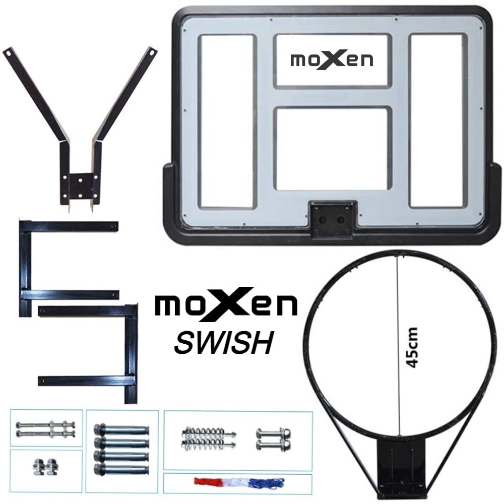 MOXEN Tablero de Baloncesto Negro, Montado en Pared, Policarbonato, 90 cm, Baloncesto
