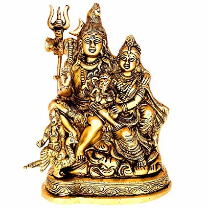 Divya Shakti Lord Shiva Parvati, Ganesha and Kartik Brass Idol S (6 x 2.75 x 7.75 Inches) (Indian Religious Gift Items)