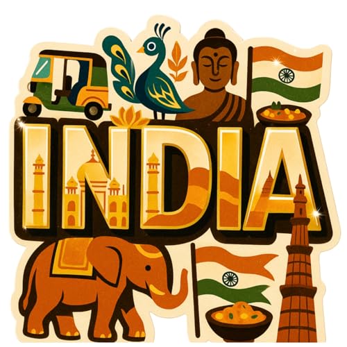 Image of Souvenir Fridge Magnet | 4x3 Inch Collectible Travel Decor | Strong & Durable Refrigerator Magnet with Iconic Landmarks for Travelers (India)