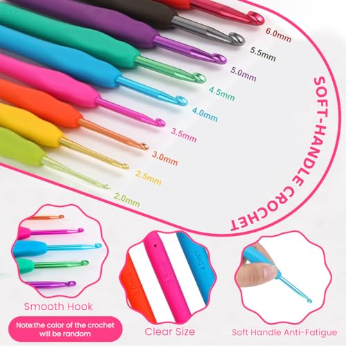 Image of HASTHIP Crochet Kit for Beginners Adults, Crochet Kits Include Yarn, 107Pcs Crochet Starter Kit for Beginners Kids, Ergonomic Crochet Hooks Travel Knitting Crochet Supplies, Pink
