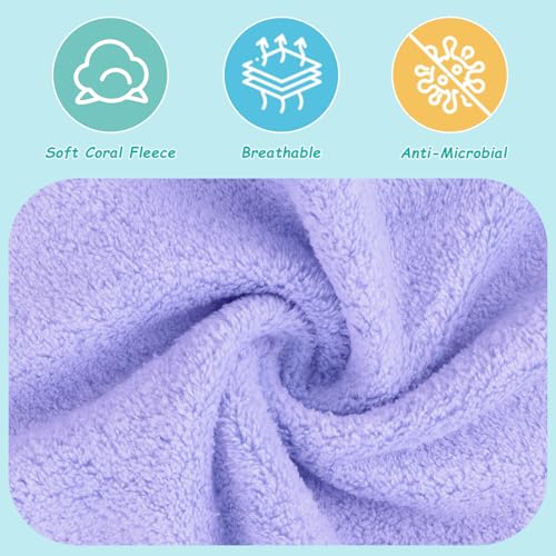 Image of HOMEXCEL Baby Washcloths 12 Pack-Microfiber Coral Fleece Baby Bath Face Towel 7 x 9 Inch Extra Absorbent Soft Burp Cloth and Wash Cloths for Newborn-Infants and Toddlers,Purple