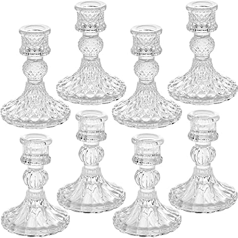 Clear Glass Candlestick Holders Set of 8 Cover