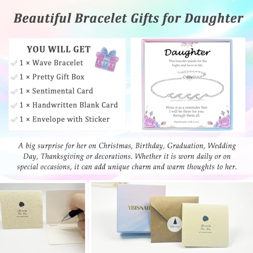 Image of Gifts for Women Christmas Birthday, Silver Wave Bracelets for Woman Mom Wife Grandma Daughter Granddaughter Friend Sister, The Waves of Life We've Through Together Mothers Day Graduation Gift