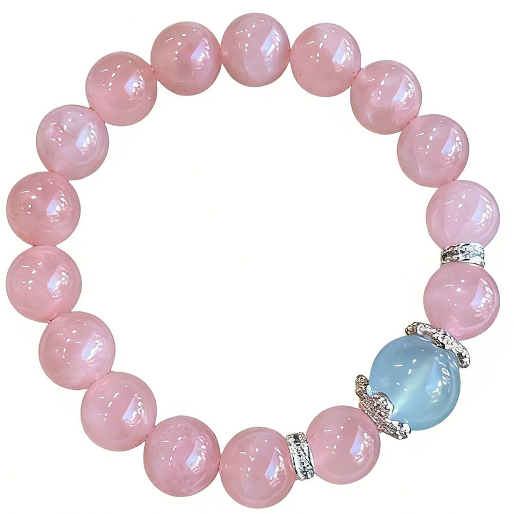 Bracciale Naturale in Cristallo di Quarzo Rosa per la creazione di Gioielli, Braccialetti con Perline Rotonde e Lisce in Pietra da 10 mm, Vera Pietra autentica per la Meditazione
