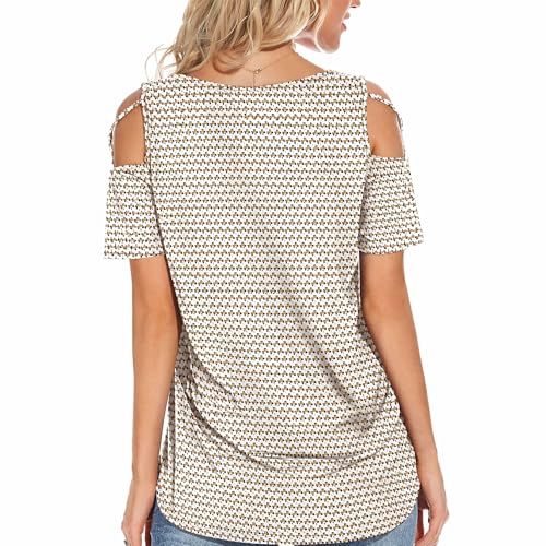 Image of Jar of Love Women's Summer Tops Short Sleeve Cold Shoulder Tops T-Shirts for Women Spring Summer Tops Loose Fit Tunic 2026