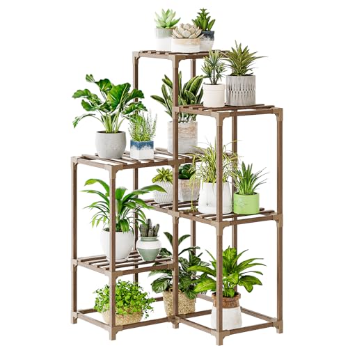 Bamworld Étagère d'angle pour plantes d'intérieur et d'extérieur, 7 pots pour salon, terrasse, balcon, décoration de jardin
