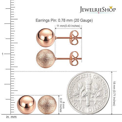 JewelrieShop Stud Earrings Ball Earrings Shiny and Matt Assorted Colors Set Unisex3