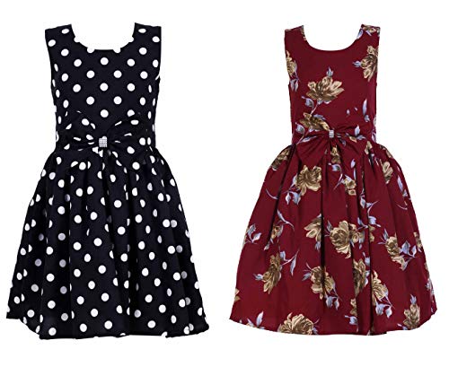 Image of Casual Frock for Baby Girls,Blue Printed and Olive Printed,Pack of 2