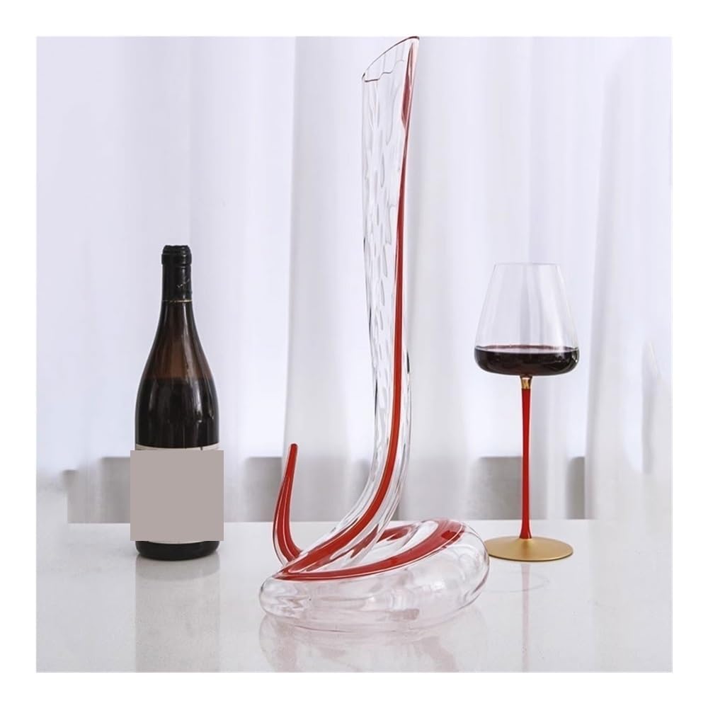 Dekanter-Set Handgefertigte, kreative, bleifreie Kristall-Weinkühler in Schlangenform, Premium-Glas, Rotweingläser, Heimgebrauch, schneller Aufwacheffekt(Blue)
