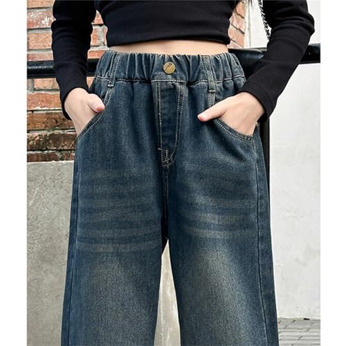 Tween Girls' Baggy Jeans Elastic Waist Straight Leg Denim Pants Wide Leg Loose Jean Pants with Pocket for Teens Girls4