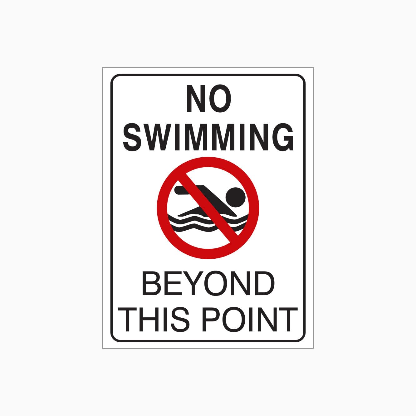 NO SWIMMING BEYOND THIS POINT Sign, 12x8 Inch Metal Tin Sign, Water Area Rule Sign for Lakes, Pools and Coastlines